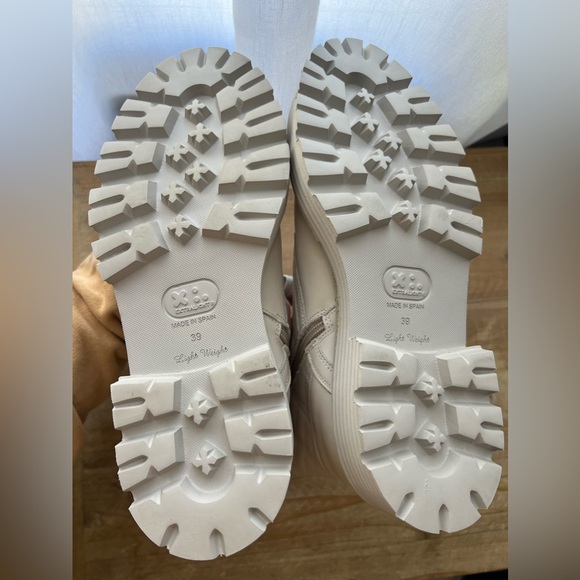 La Canadienne Yasmine Quilted Combat Boot In Bone Leather Size 8.5 New - Picture 8 of 12